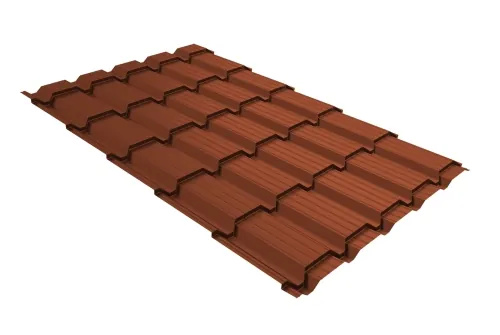 Металлочерепица квадро профи 0,5 Satin RAL 8004 терракота