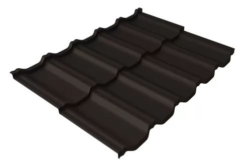 Металлочерепица модульная квинта Uno Grand Line c 3D резом 0,5 PurPro Matt 275 RR 32 темно-коричневый